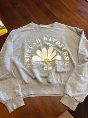 Active USA Grey Crewneck Sweatshirt with Daisy Graphic and Text